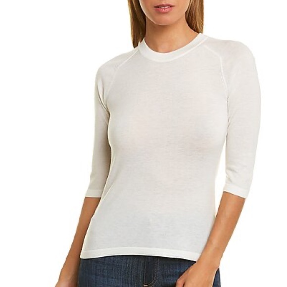 Vince Elbow-Sleeve Wool & Cashmere-Blend Sweat, Size S, new with tag, off white - Picture 1 of 2